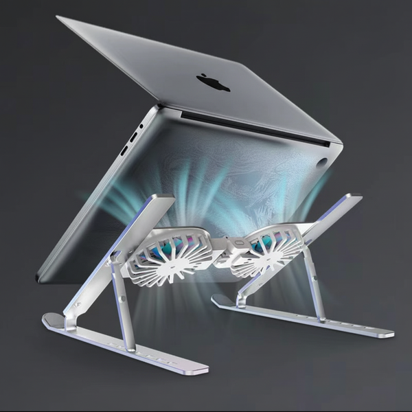 C9 Pro laptop stand silver with laptop
